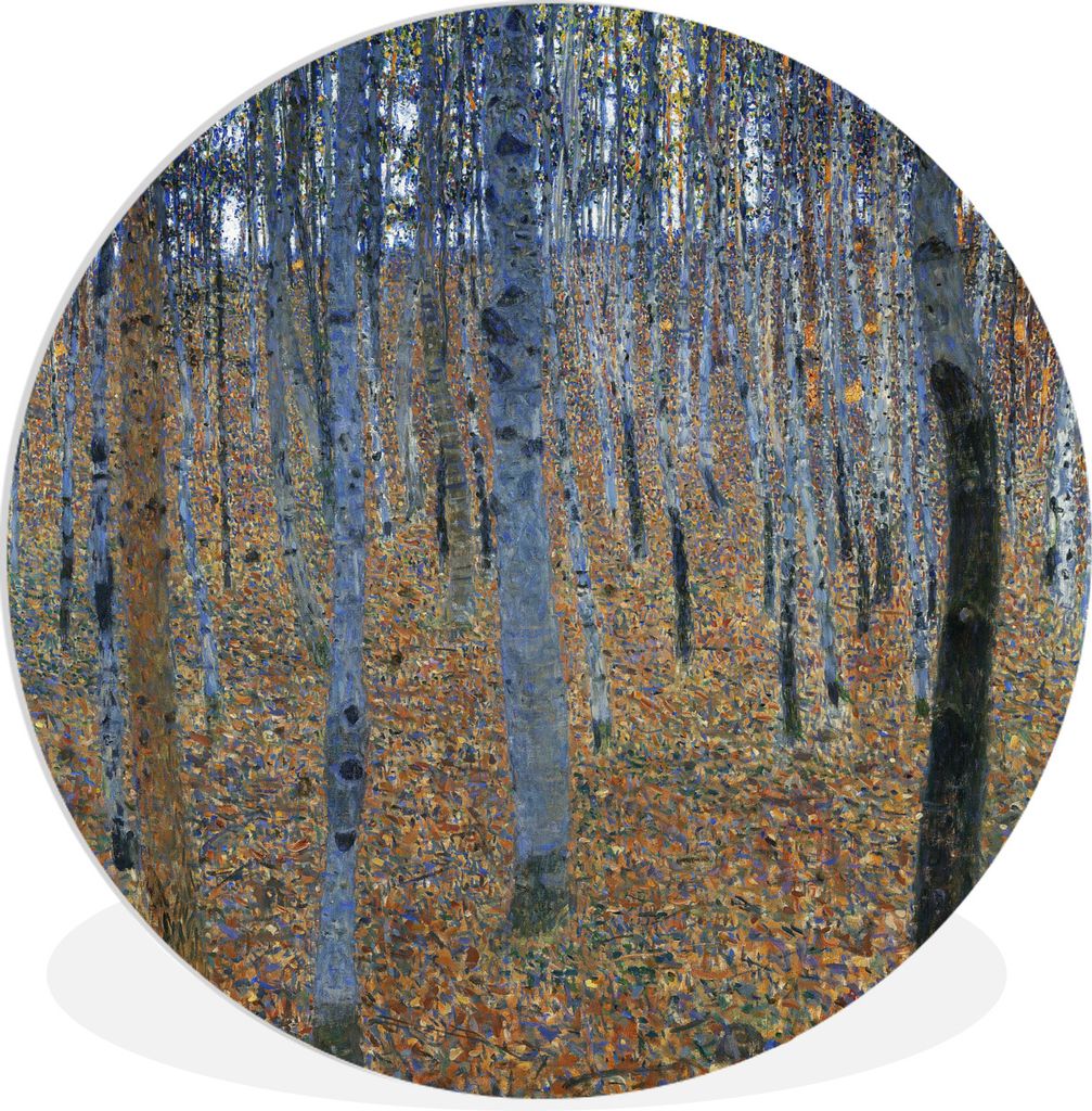 MuchoWow Rundes Wandbild - Runde Bilder Las brzozowy - Gustav Klimt Ø 90 cm Kreis Wanddekoration Kunststoff - Wandkreis - Wandschmuck - Wand-Kre...