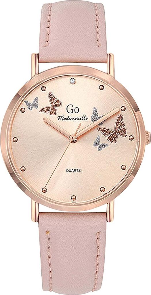 Girl Only Damen Quarz Uhr Rosa Lederarmband Mademoiselle Schmetterlingsmotiv UGO699539