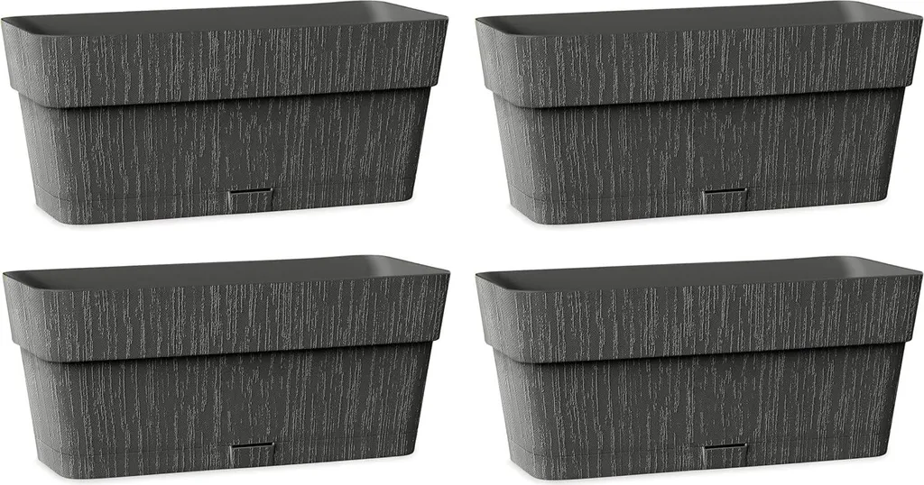 Kit 4 Jardinières de Balcon pour Herbes Aromatiques et Fleurs 30cm