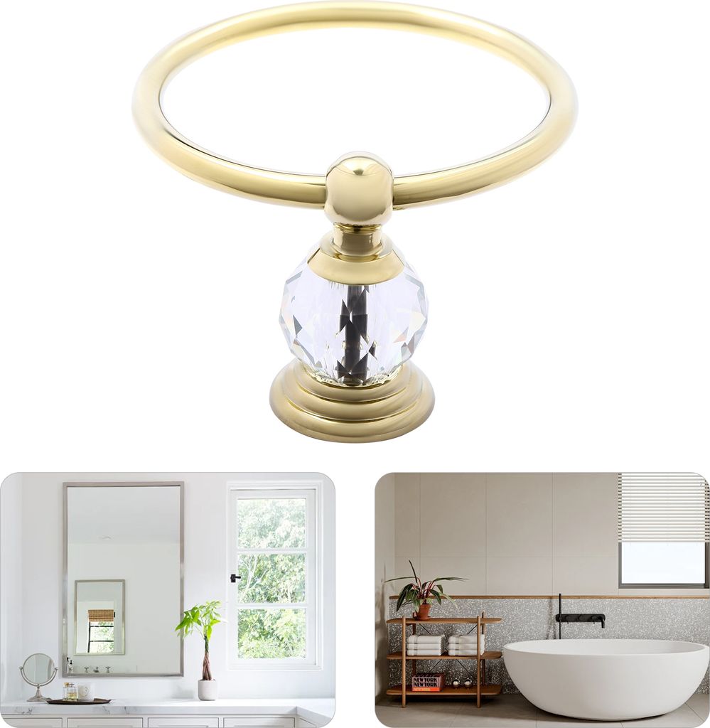 Crystal Towel Ring, Towel Bar, Towel Ring, Kristall-Handtuchring, Gold