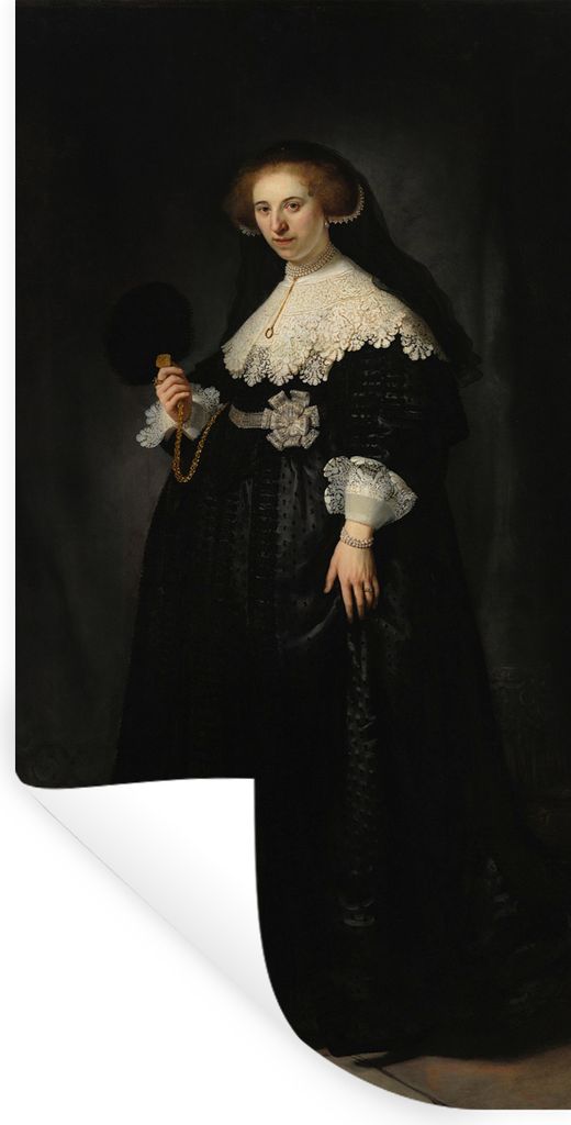 MuchoWow Wandtattoo Wandsticker Wandaufkleber Eheporträt von Oopjen Coppit - Rembrandt van Rijn 40x80 cm Selbstklebend und Repositionierbar - Re...
