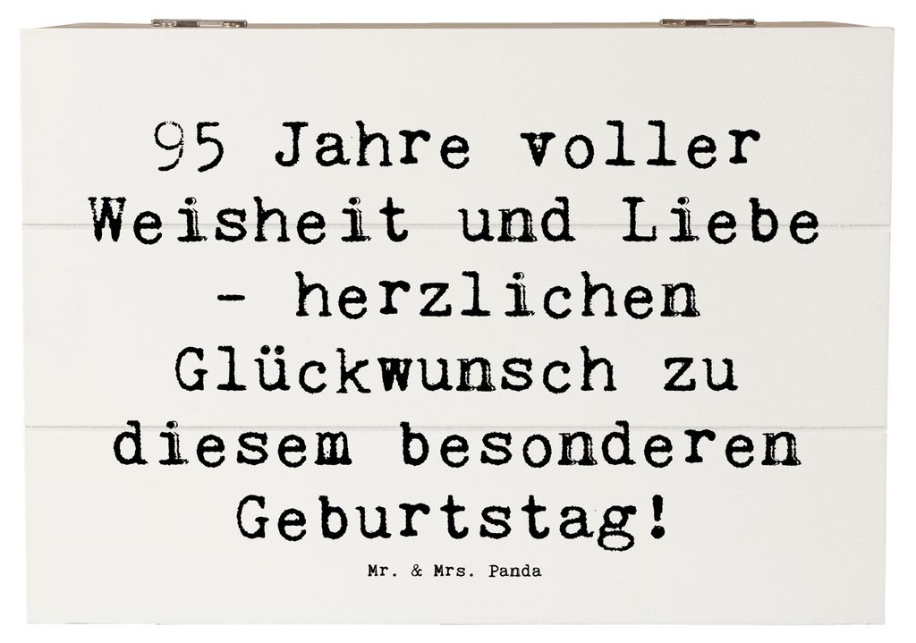 Mr. & Mrs. Panda Kiste Spruch 95. Geburtstag Weisheit Liebe 22 x 15 cm - Weiß - Geschenk, Happy Birthday, Geburtstagsgeschenk, Holzkiste, besonder...