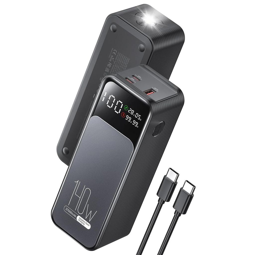 Powerbank 27000mAh 99,9Wh Laptop Externer Akku 140W PD 3.1 USB-C Schnellladegerät für Laptop, iPhone, MacBook, Steam Deck, Samsung