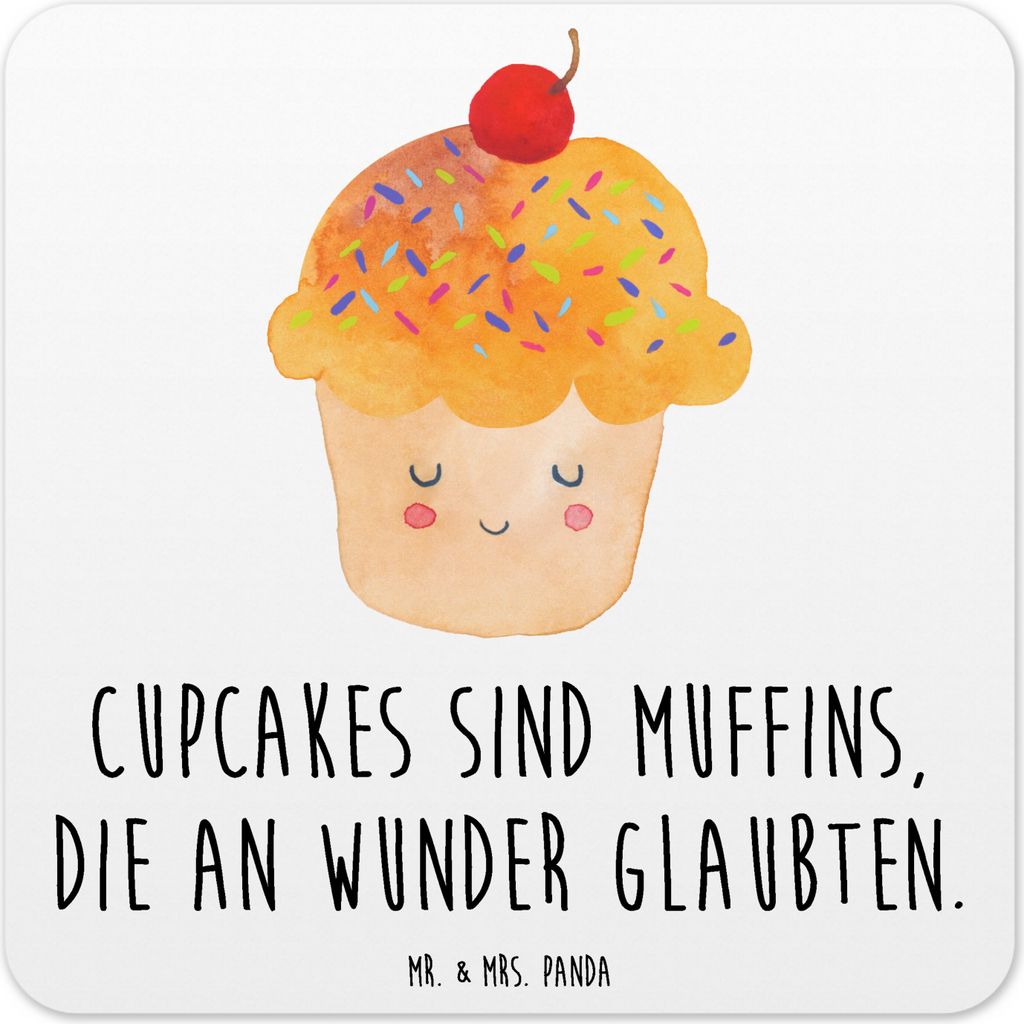 Mr. & Mrs. Panda Untersetzer für Gläser Cupcake 6er Set - Weiß - Geschenk, Motivation Sprüche, Tischuntersetzer, Wunder, Flaschenuntersetzer, L...