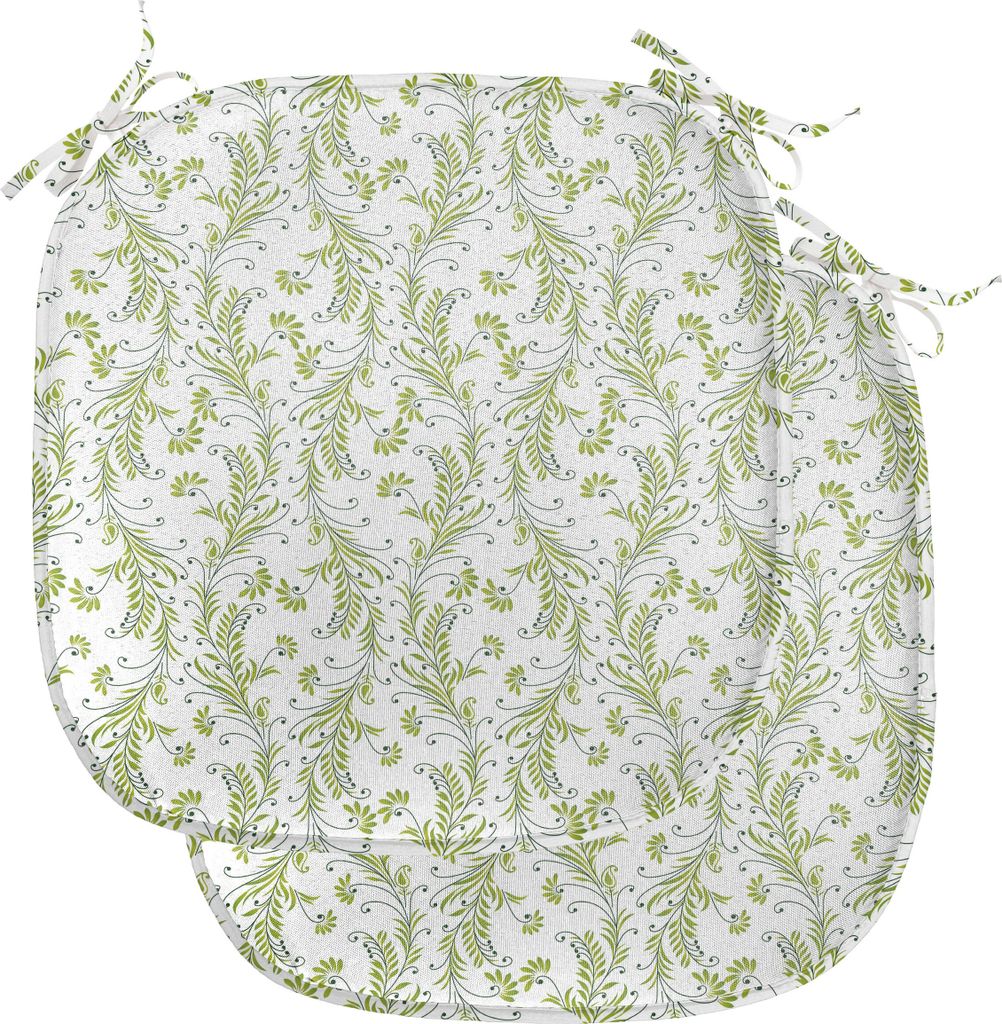 ABAKUHAUS Blume Polster für Esszimmerstühle, Alte Blatt-Strudel-Blumen, Dekoratives wasserfestes Kissen mit Riemen für Küchensitze, 40 cm x 40 ...