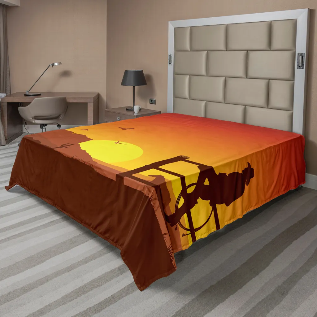 Drap Plat Doux et Confortable Impression Western - Design Orange 266cm