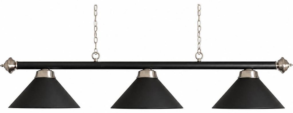 Billardlampe Leuchte mit 3 Schirmen - Mattschwarz Produktbild 