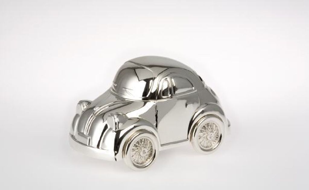 Spardose Auto versilbert H 6,5cm