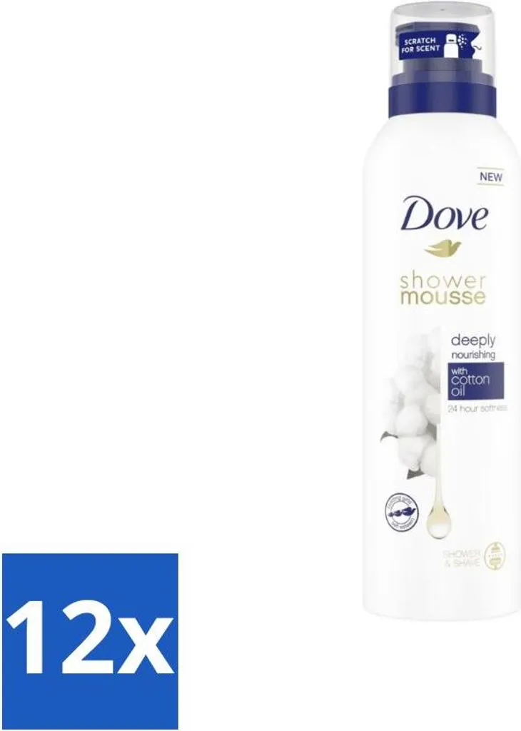 Doccia Schiuma Dove Olio di Cotone 200 ml - Set 12 Flaconi Convenienza
