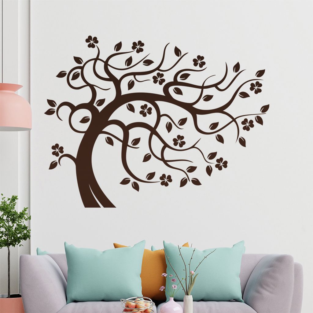 Baum - vom Wind gebogen Wandtattoo in 6 Größen - Wandaufkleber Wall Sticker - Dekoration, Küche, Wohnzimmer, Schlafzimmer, Badezimmer