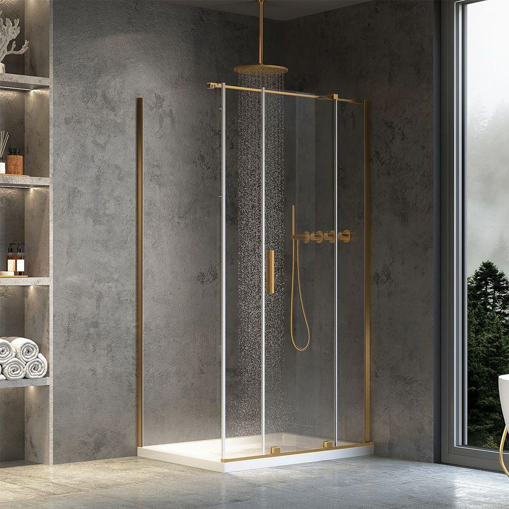 Cabina Doccia Angolare Rea Montana 140X90 Brush Gold Immagine del prodotto 