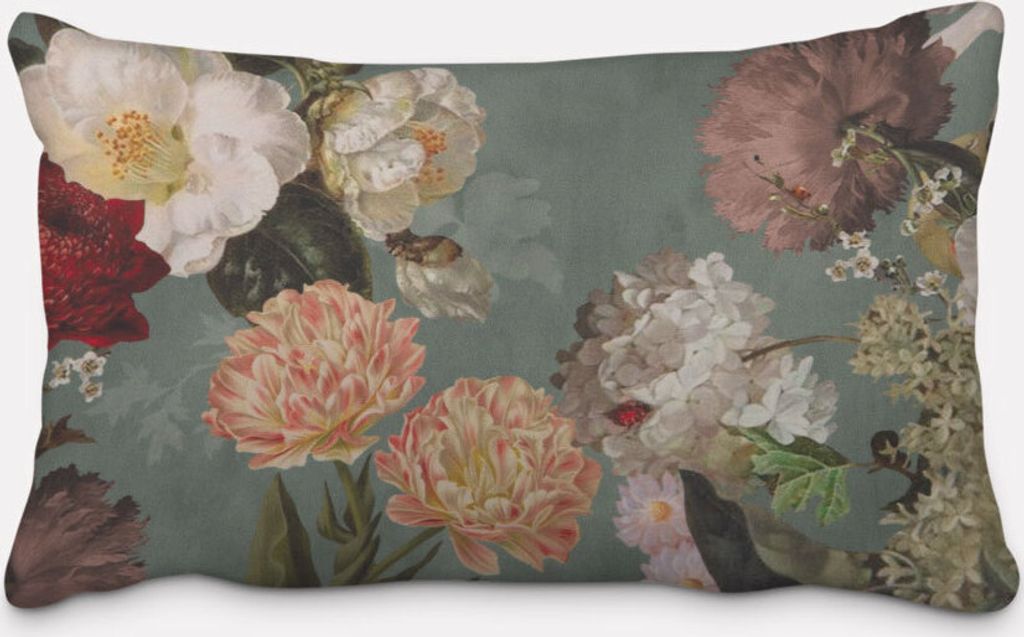 SCHÖNER LEBEN. Kissenhülle Samt Vintage Rosen Blumen mint Produktbild 