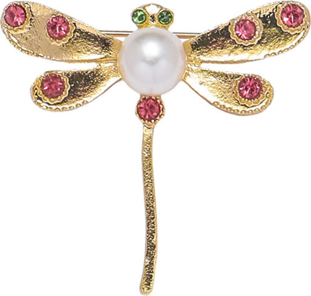 Libellenbrosche mit Strasssteinen und Kunstperlendekor, Anzug, Mantel, Kragen, Kleid, Hut, Dekoration, Anstecknadel, Insektenbrosche für formelle ...