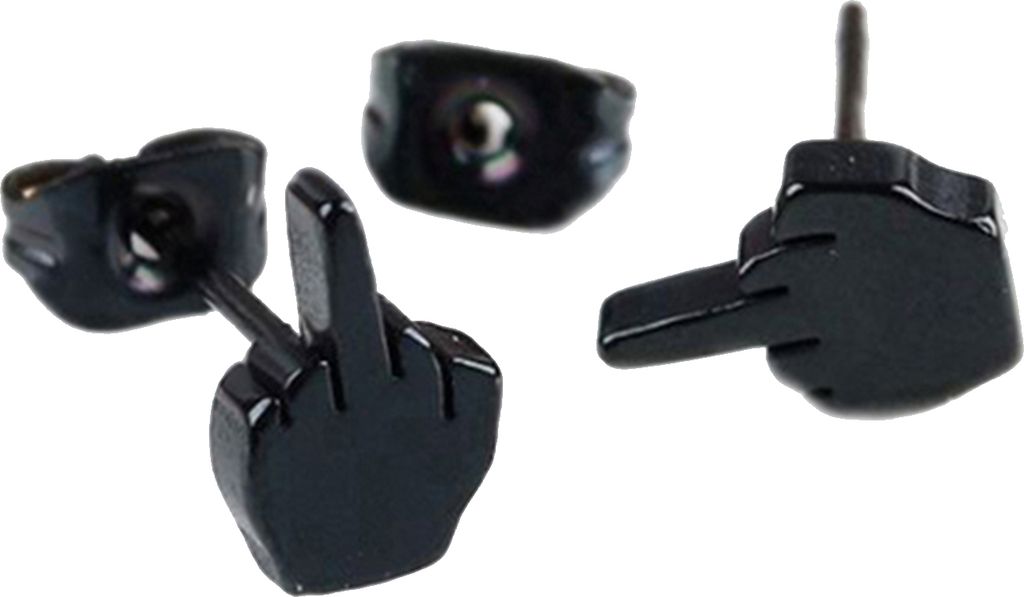 Ohrstecker aus rostfreiem, allergiefreiem Edelstahl mit Fingermuster für den Alltag-Schwarz