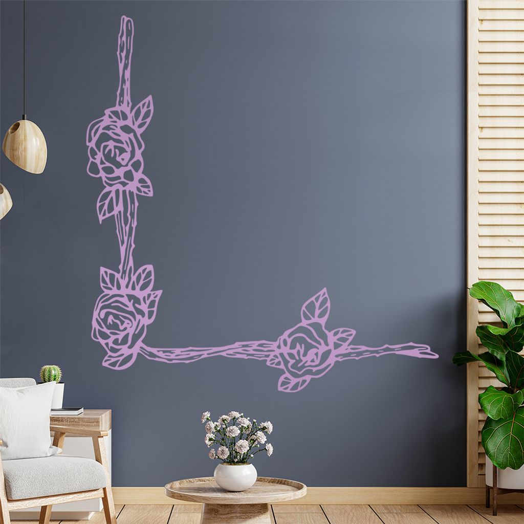 Rose - Pflanzen Wandtattoo in 6 Größen - Wandaufkleber Wall Sticker - Dekoration, Küche, Wohnzimmer, Schlafzimmer, Badezimmer
