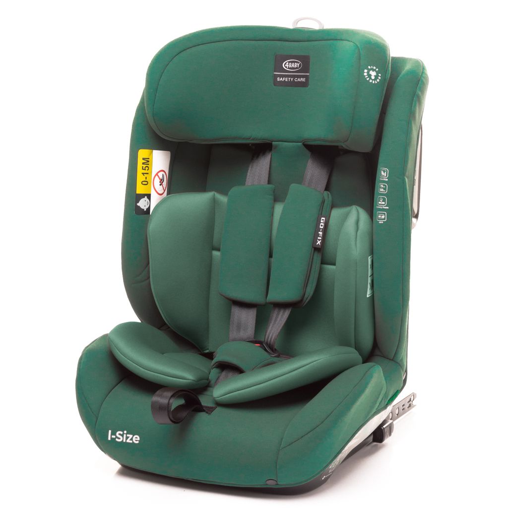 4BABY Kindersitz ISOFIX 9-36kg Go-Fix I-Size, Komfort bis 12 Jahre, Grün