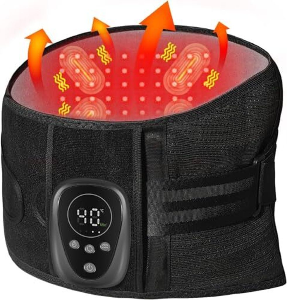 Hongjing Back Massagebürtel Rotlichttherapie niedrigere Schmerzlinderung, Stütze Wärmemassage Herniat -Scheibe, Skoliose, Ischias (L)