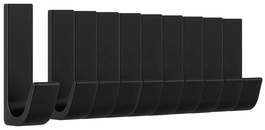 Porte-serviettes mural adhésif en inox noir pour salle de bain et cuisine