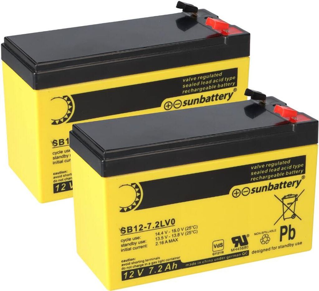 Ersatzakku für Brandmeldezentrale Bosch FPC-500 GLT 2 x AGM Batterie 12V 7,2Ah mit VdS