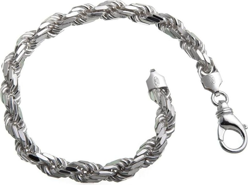 SILBERKETTEN STORE Kordelkette Armband 6,5mm - 925 Silber, Länge wählbar von 16-25cm - 17cm