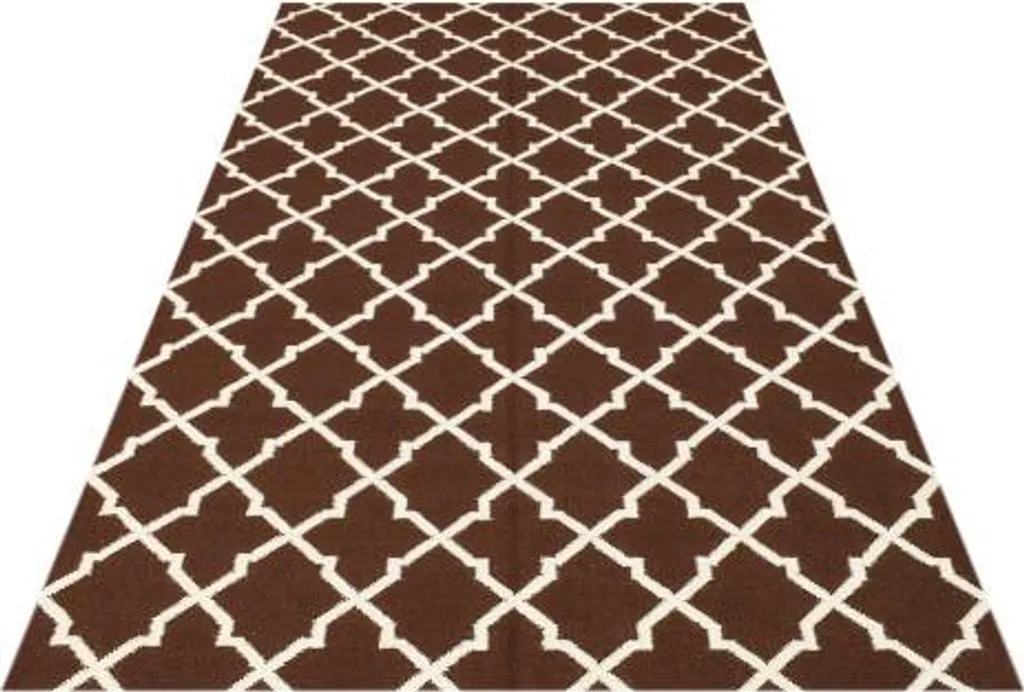 Kelim Samantha Marron 155x240 cm - Tapis Tissé Main Style Kilim Authentique
