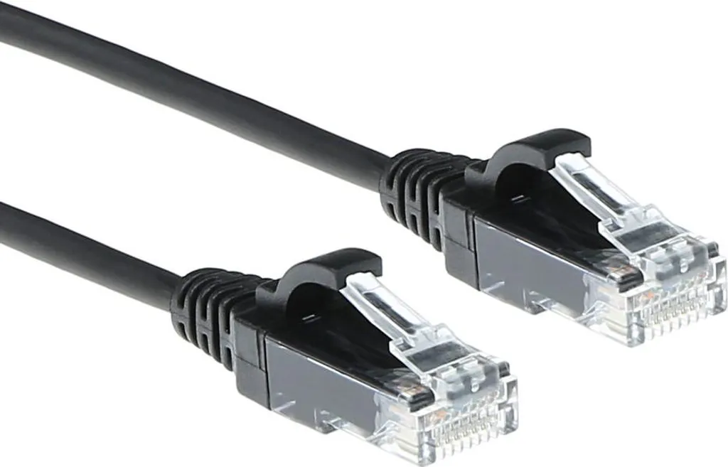 Cordon de brassage CAT6 fin ACT 5 mètres LSZH noir pour baie réseau RJ45
