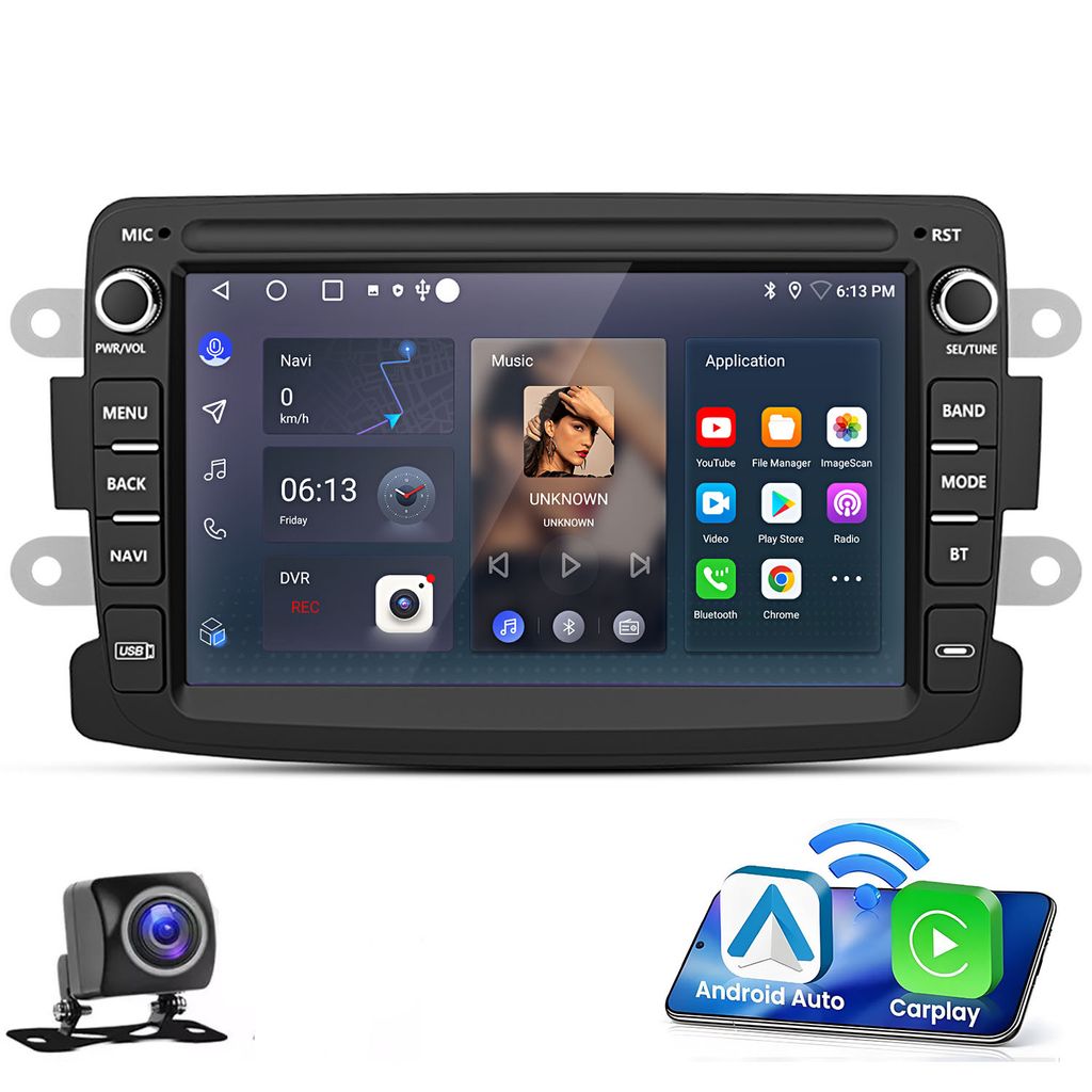 2+32G Carplay 7”Android 15 Autoradio Für Renault Dacia Duster Sandero Lada GPS Navi WIFI BT DAB+ SWC FM USB DSP