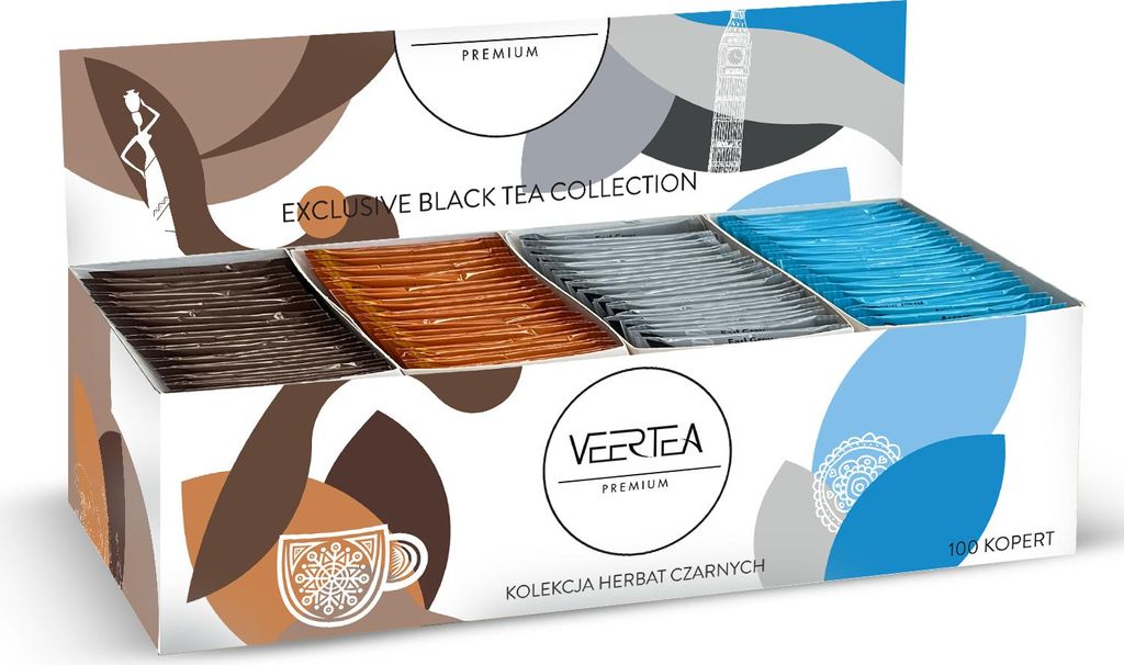 Veertea, Tee Geschenkset, Set von 100 Teebeuteln Viele Sorten, Schwarztee