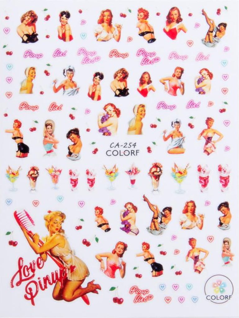 Dünne selbstklebende Nagelsticker Pin-Up Girl CA-254