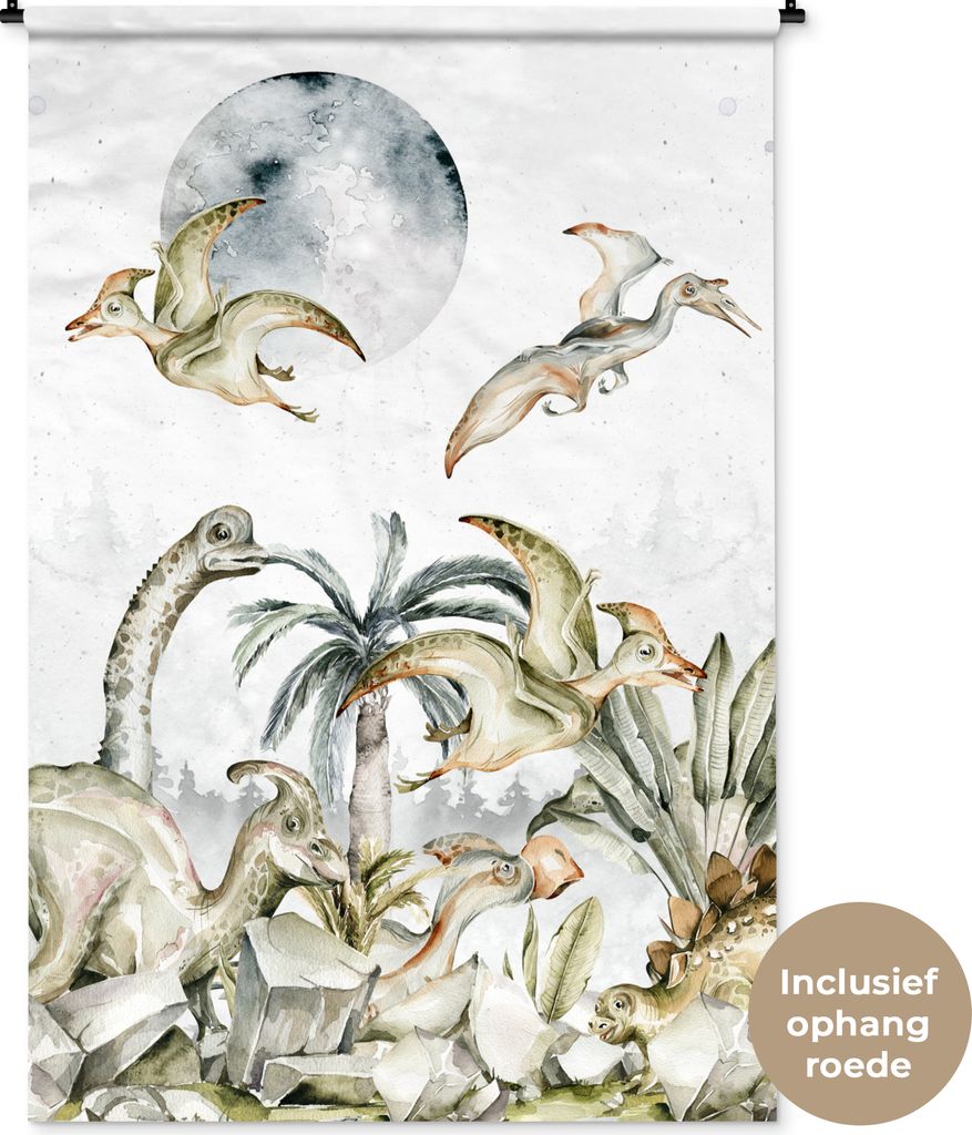 MuchoWow Wandteppich Wandbehang Dinosaurier - Kinder - Dschungel - Grün - Tiere - Natur 120x180 cm Tapisserie Dekoration Wandtuch - Schlafzimmer...