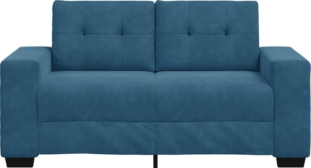 vidaXL | Zweisitzer-Sofa | mit Kissen Blau Samt