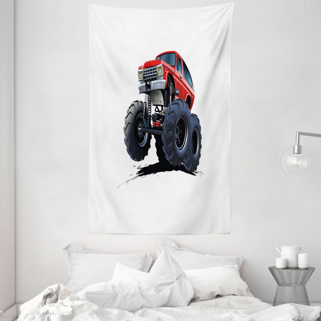 ABAKUHAUS LKW Wandteppich und Tagesdecke, Extreme Off-Road-Rennen aus Weiches Mikrofaser Stoff Waschbar ohne Verblassen Digitaldruck, 140 x 230 cm,...