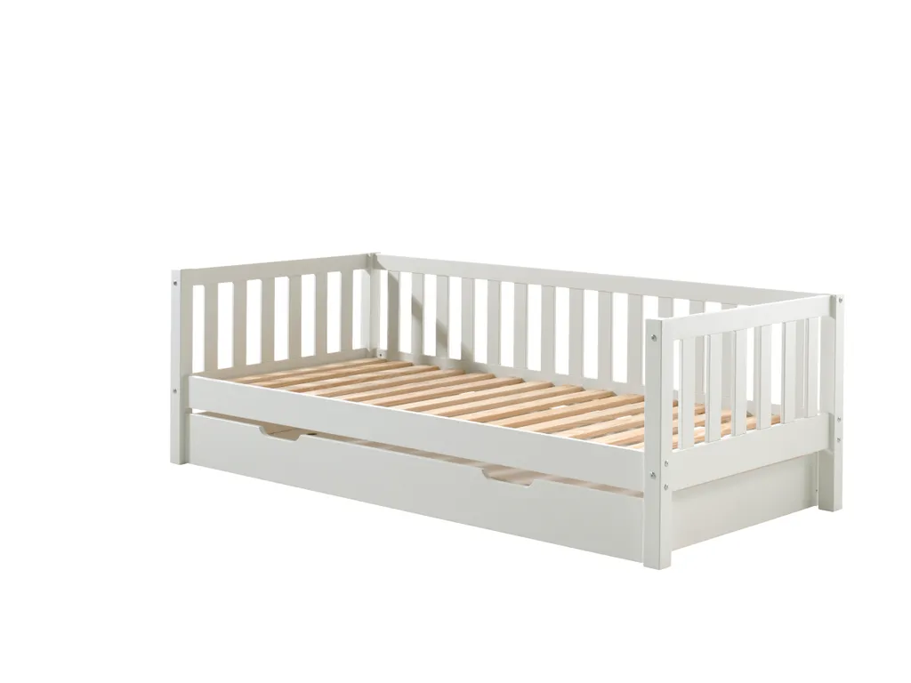 Lit gain de place 90x200 Fritz blanc avec sommier et lit gigogne