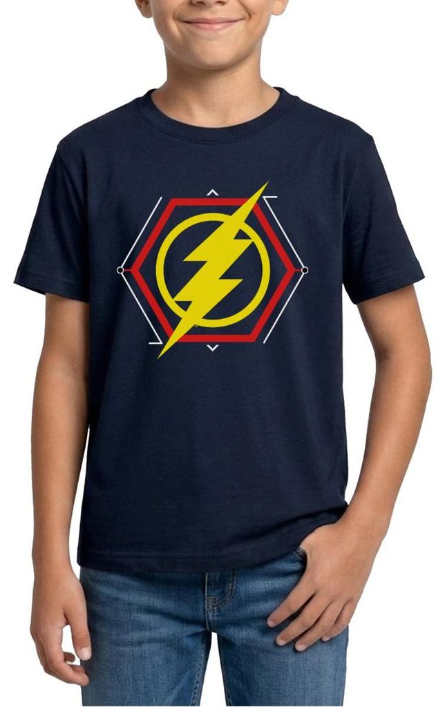Spreadshirt The Flash Gelber Blitz Symbol Teenager T-Shirt, 152/164 (12-14 Jahre), Navy