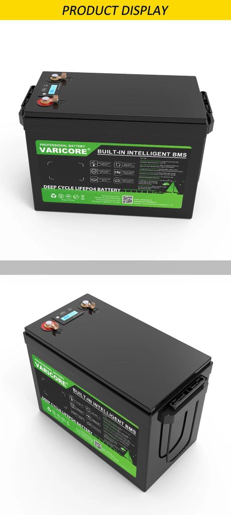 LiFePO4 Lithium Batterie 12V 340Ah - Deep Cycle Versorgerbatterie - Integriertes BMS - LCD Display - Wohnmobil Boot Golfcart Solaranlage - 33×22×...