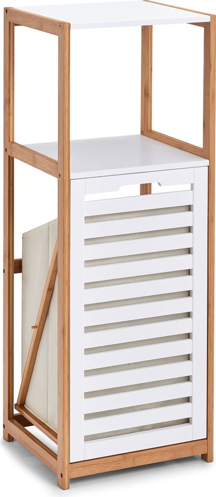 Zeller Badezimmerregal, MDF/Bambus, 33x36x98 cm, weiß/braun Produktbild 