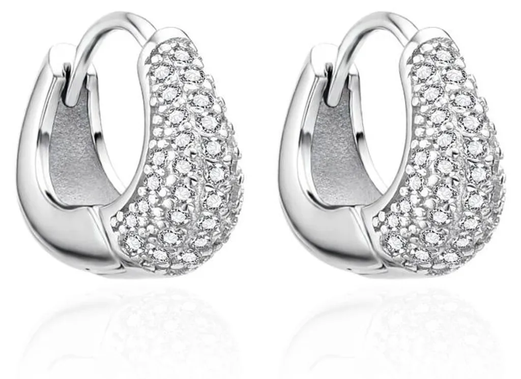 Boucles d'oreilles hypoallergéniques argentées zircons AGT-E158KW