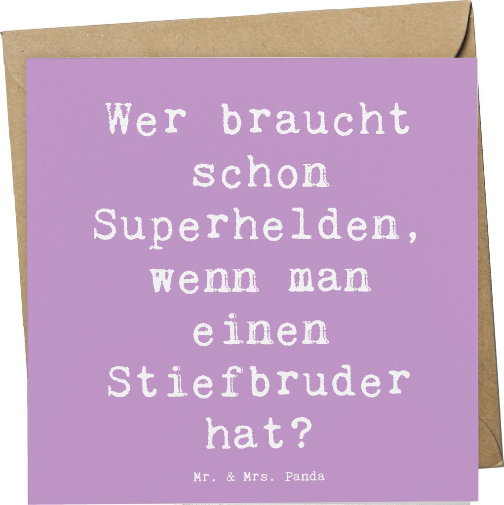 Mr. & Mrs. Panda doppelkarte Spruch Stiefbruder Held - Lavendeltraum - Geschenk, Freundschaft, Klappkarte, Stiefgeschwister, Familiengeschenke, Per...