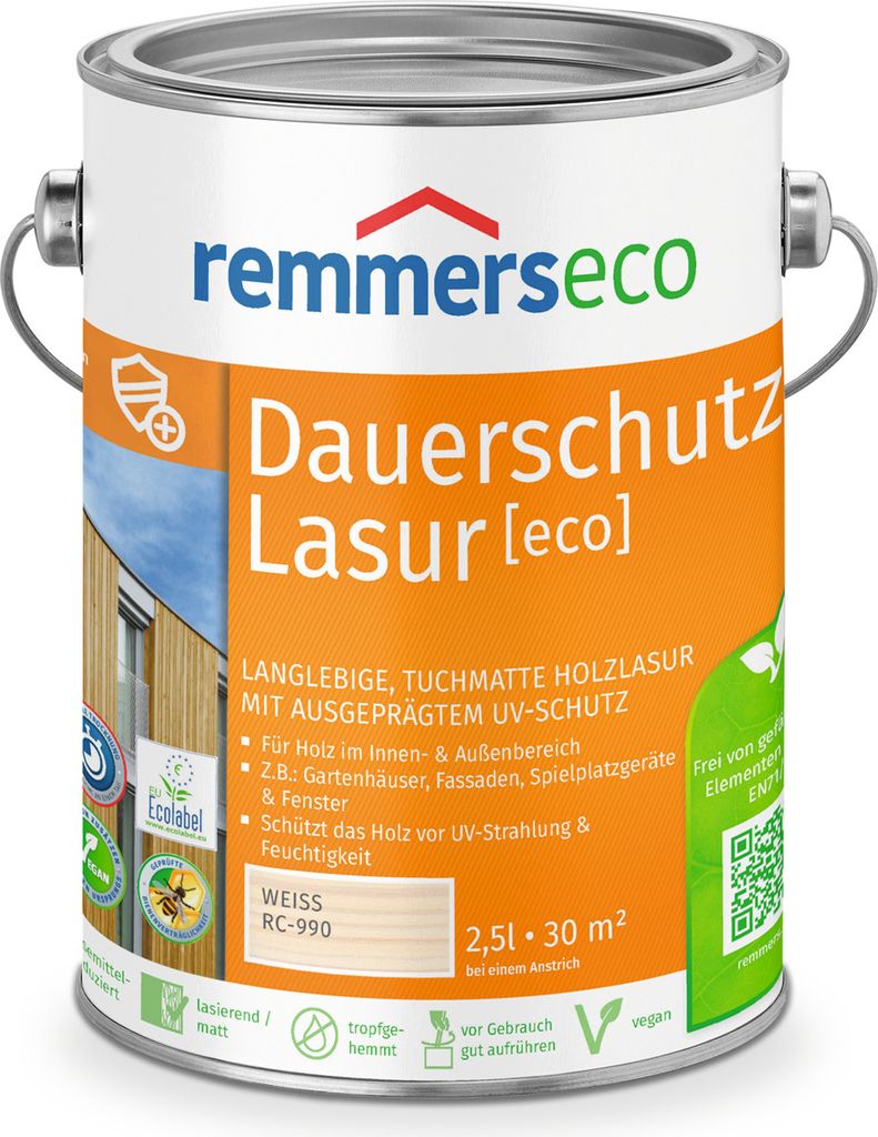 Remmers Öl-Dauerschutz-Lasur [eco] weiß (RC-990) 2,5 l, Produktbild 