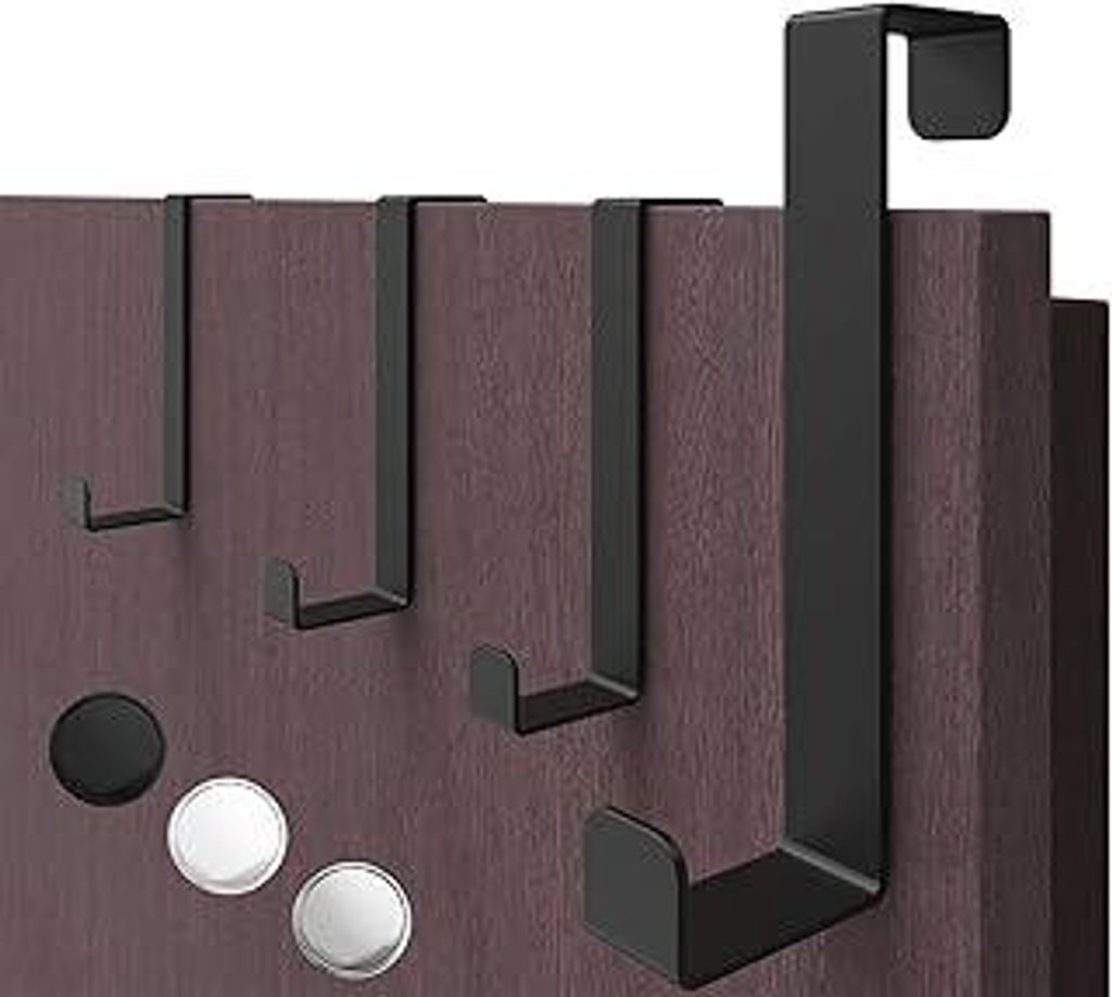 4smile Türhaken zum Einhängen, 4er Set - Schwarze Kleiderhaken für Tür oder Schrank, vielseitige Haken zum Einhängen - Türgarderobe mit hoher...