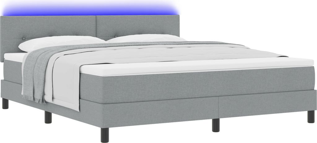 "2025"cloris Bettrahmen, Boxspringbett mit Matratze & LED Hellgrau 180x200 cm Stoff - Klassische Betten CHY81325