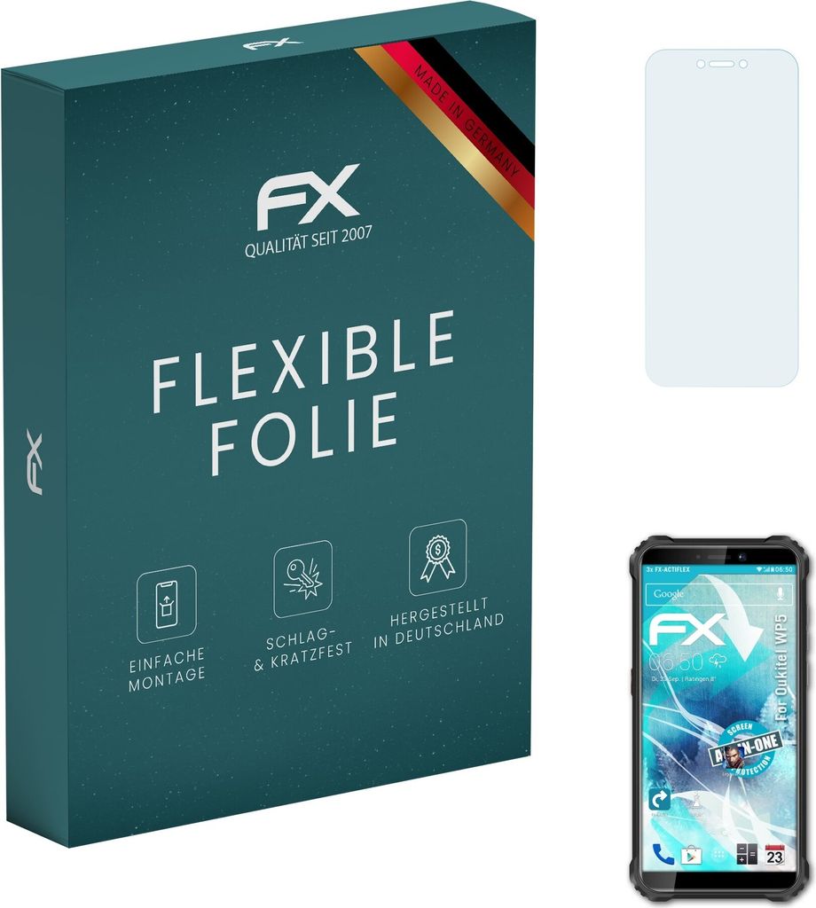 atFoliX FX-ActiFleX 3x Schutzfolie kompatibel mit Oukitel WP5 Folie
