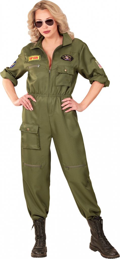 Luftwaffen Kampfjet Pilotin Frauenkostüm für Fasching & Produktbild 