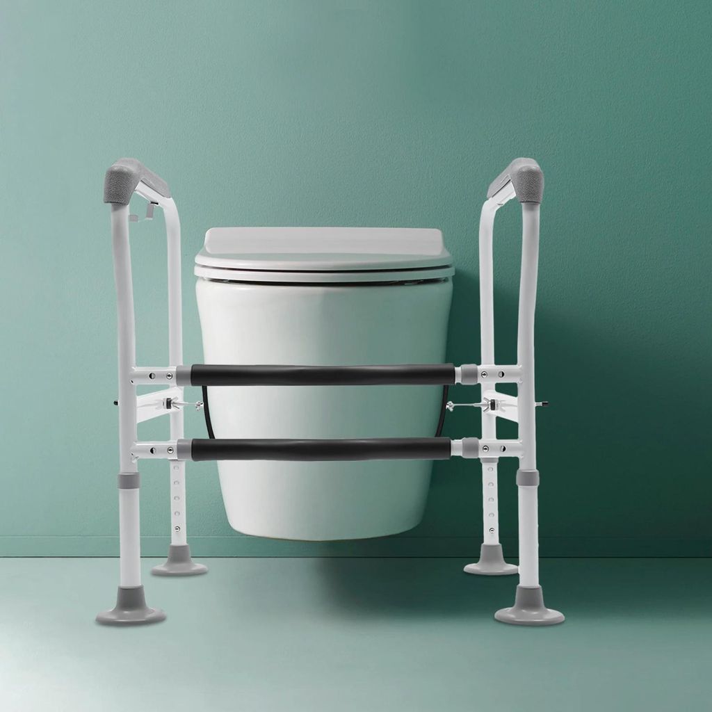 Toiletten-Sicherheitsrahmen - Badezimmer-Stützgestell - Tragkraft 150 kg - Höhenverstellbar 65–78 cm - Längenverstellbar 60–65 cm - Kohlenst...
