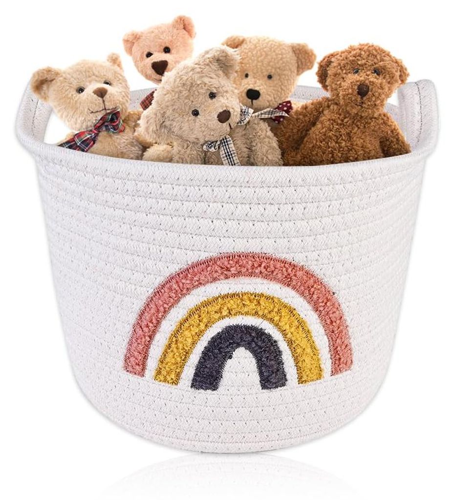 Aufbewahrungskorb aus Baumwollseil, kleiner Wäschekorb, Spielzeugkorb, Aufbewahrungsbox für Kinder, dekorativer Regenbogenkorb für Handtücher, ...