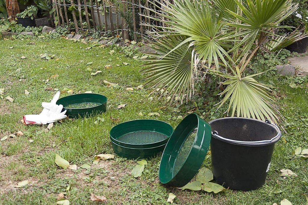 Tuinzeef - Zandzeef Rund - 33cm Ø - Erde Sieb für Samen, Erde, Kompost, Steine, Unkraut, Kies - Stapelbar - Sehr stabil - Mit Rostschutz - Steric...