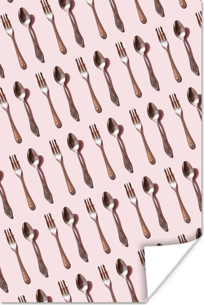 MuchoWow Poster Gabeln und Löffel 40x60 cm - Plakate für die Wand - Poster Babyzimmer