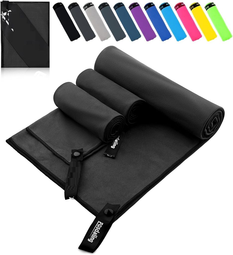 Mikrofaser Handtuch 3er Set, Schnelltrocknend Microfaser Fitness & Sport Handtücher, für Strandtuch, Badetuch, Sporthandtuch und Reisehandtuch
