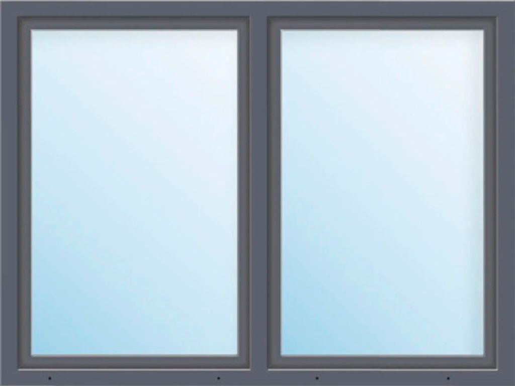 ARON Basic+ Kunststofffenster 2 Flügelig (Dreh/Dreh-Kipp) mit beweglichem Pfosten (Stulp) 160x155 cm RAL 7016 anthrazitgrau (Förderfähig)