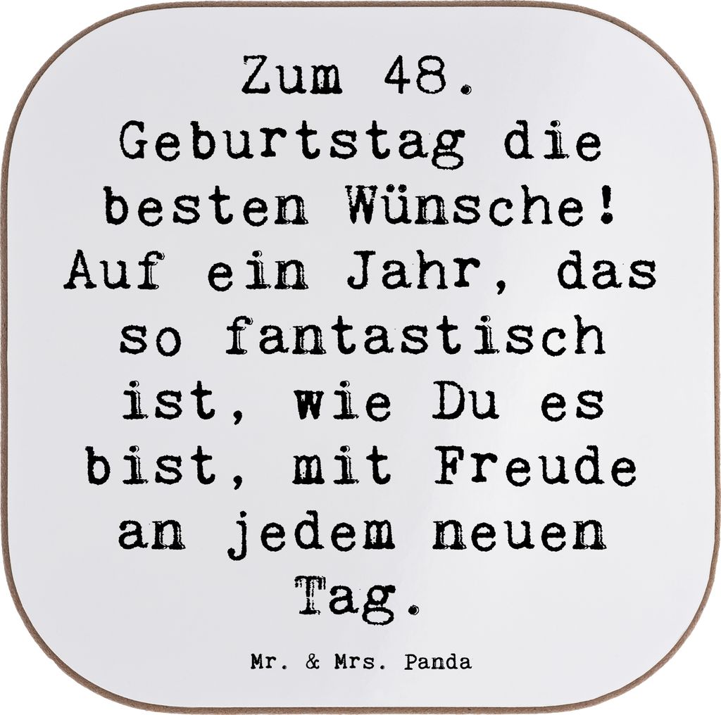 Mr. & Mrs. Panda Untersetzer für Gläser Spruch 48. Geburtstag - Weiß - Geschenk, Fantastisches Jahr, Coaster, Meilenstein, Tischuntersetzer, neu...